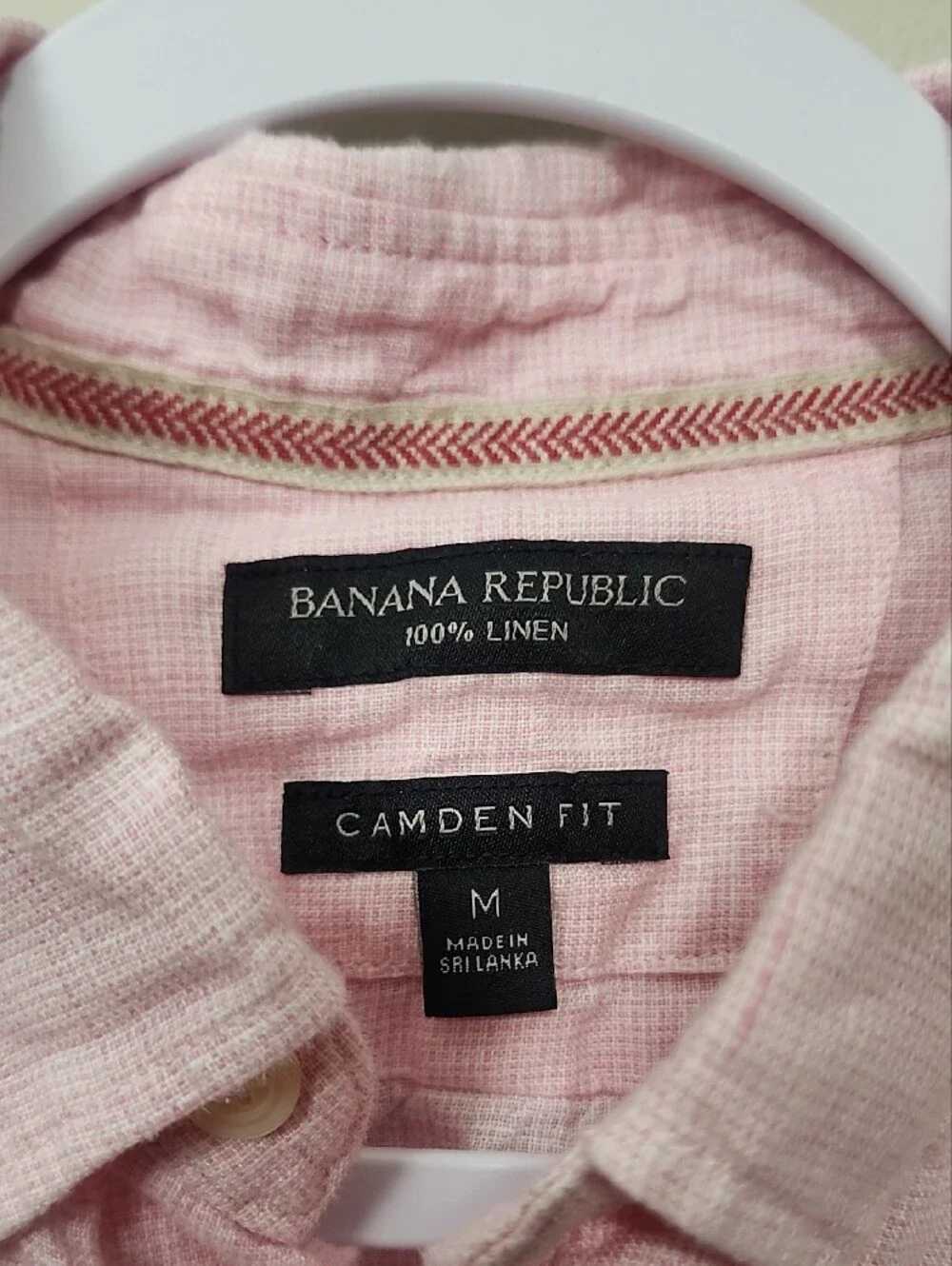 Banana Republic Camden Fit Pink Linen Button-Down Shirt